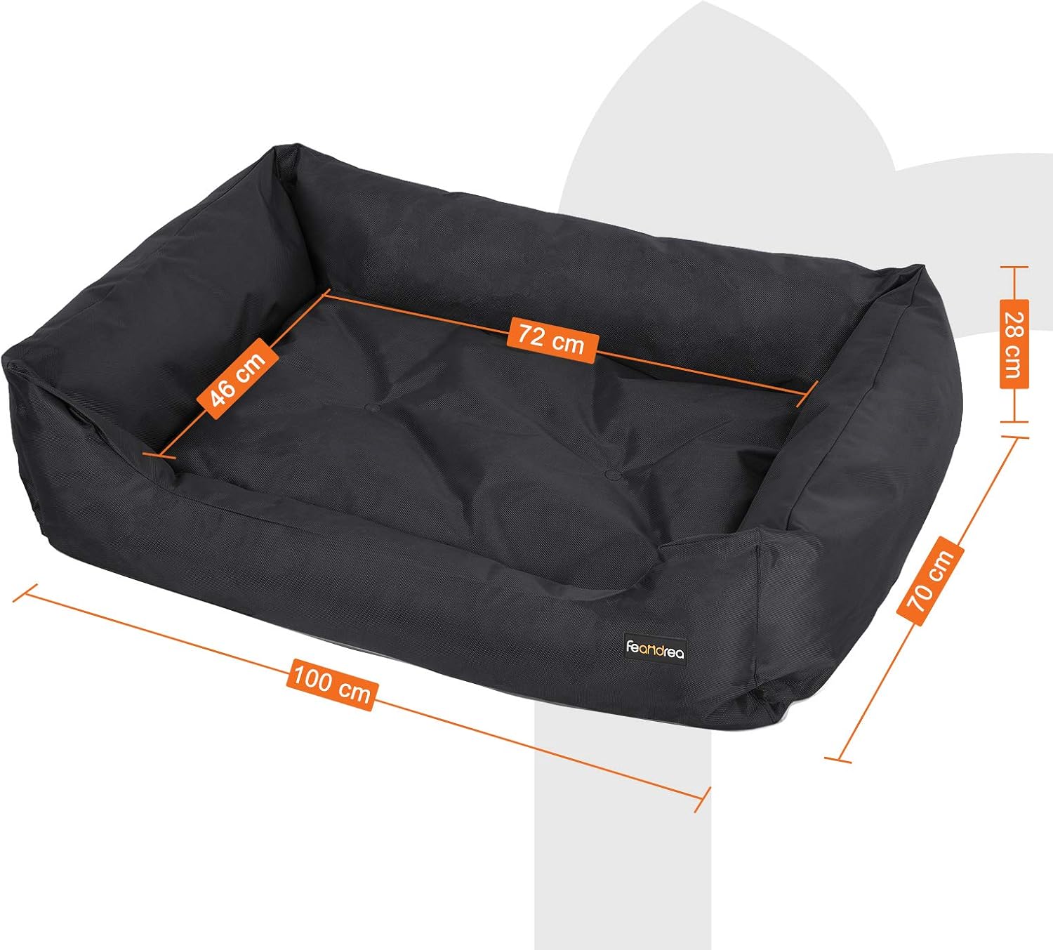 FEANDREA Dog Bed, XXL Dog Basket, Comfortable Dog Sofa, Cosy Pet Bed in Bedroom, Living Room and Hallway, Easy to Clean, Non-Skip, 100 x 70 x 28 cm, Black PGW28H