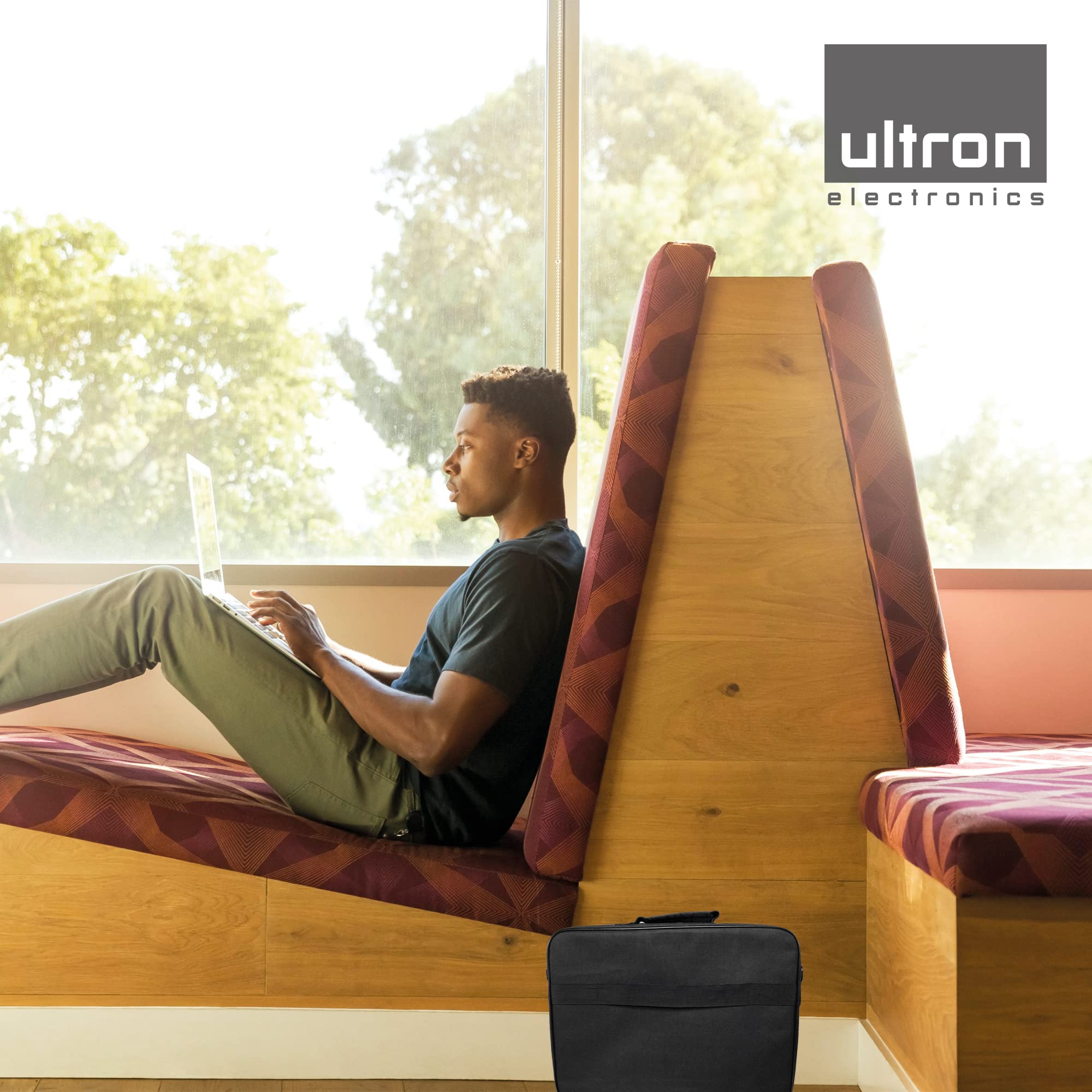 ultron Case Plus kompaktowa torba na laptopa, torba na ramię z kieszeniami do przechowywania akcesoriów, do laptopów o przekątnej do 15,6 cala (39,6 cm), czarna, 1 sztuka