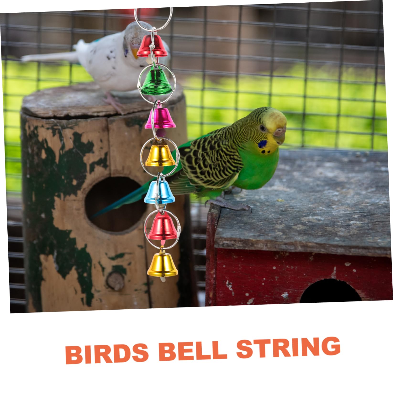 BESPORTBLE 12piezas Juguete para Aves Campanas Cuerda De Juguete para Periquitos y Loros Colgante De Diversión para Jaulas De Aves para Masticar y Jugar