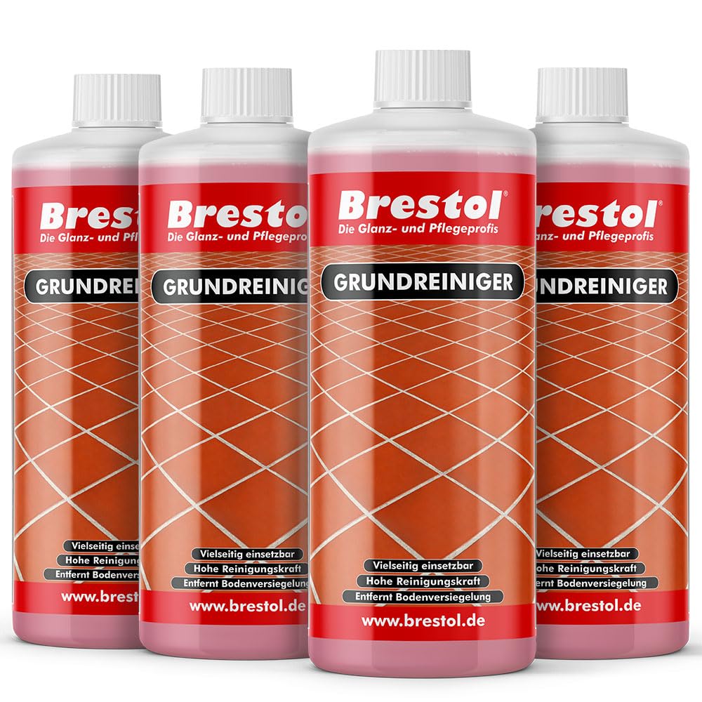 BRESTOL® Limpiador de suelo concentrado 4 x 1000 ml adecuado para todos los suelos resistentes al agua como laminado, azulejos, azulejos, piedra natural, hormigón, parqué, PVC, linóleo, disuelve los