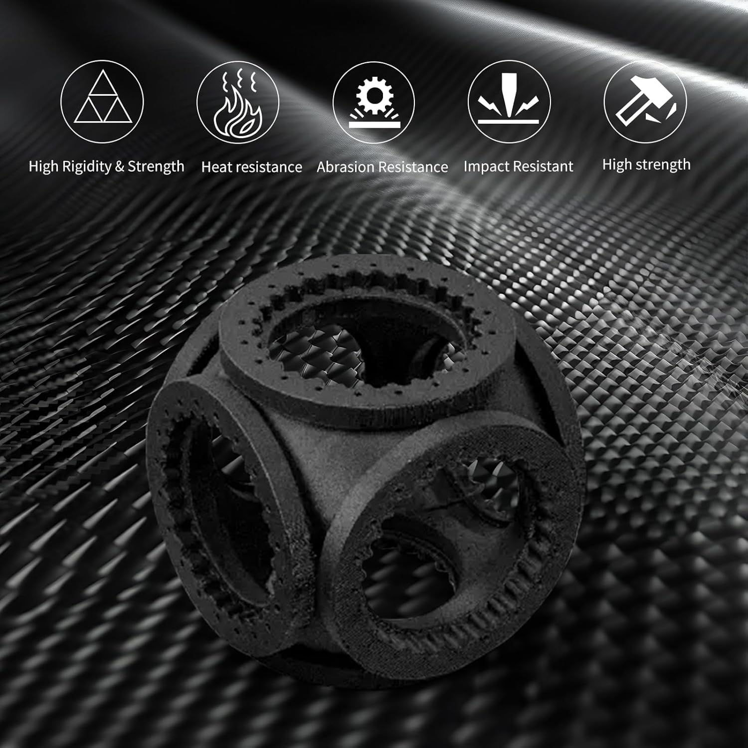 IEMAI PA6 Carbon Fiber Nylon Filament 1.75mm Matte Black 1KG, PA6-CF 3D Printer Filament with Superior Strength & Rigidity, Abrasion & High-Temperature Resistant for Functional Parts