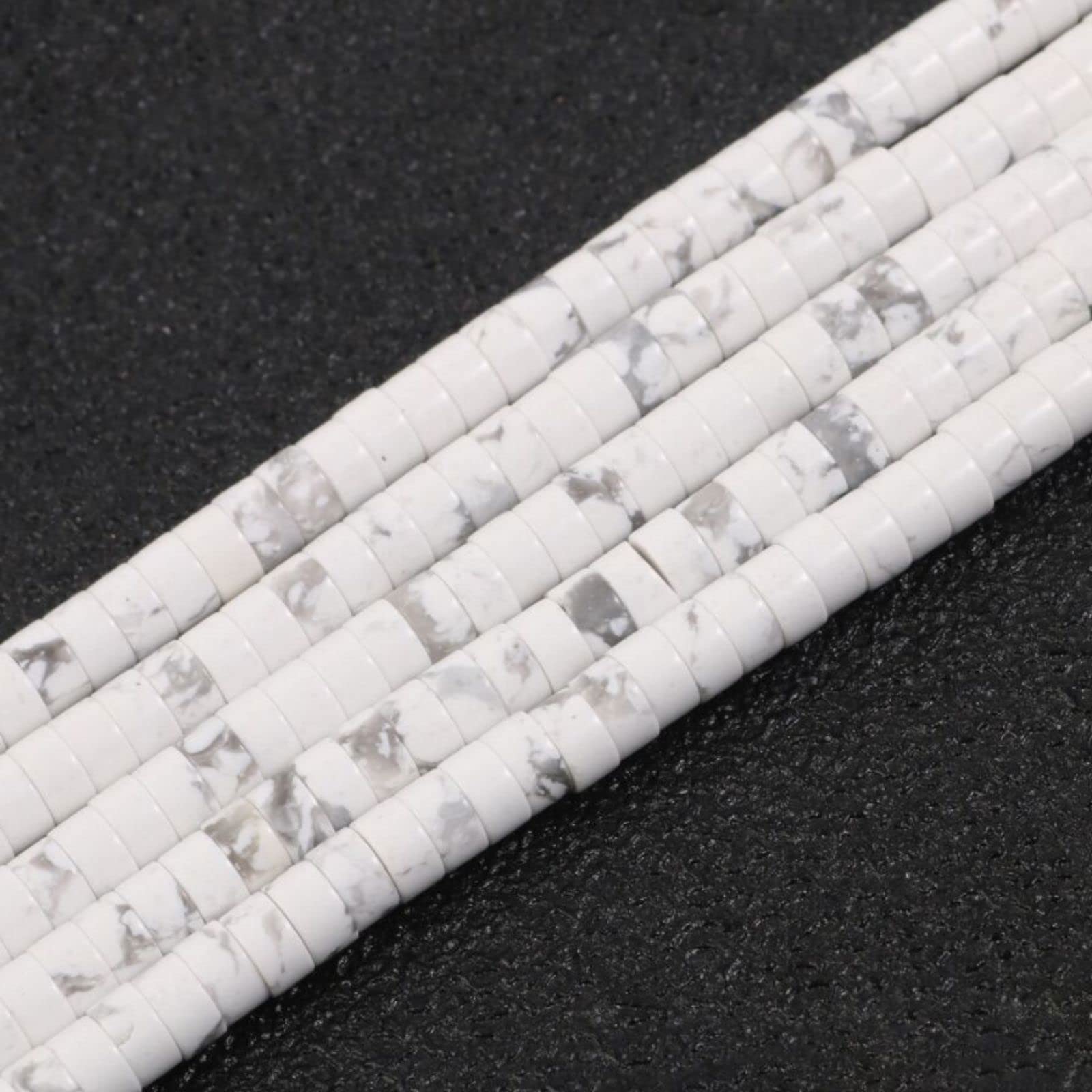 ACYUNLEI 1 Strand 4x2mm Natural Gemstone Heishi Beads, Loose Flat Round Undyed Cylinder Flat Spacer Stone Beads for Bracelet Earrings Jewelry Making, Howlite