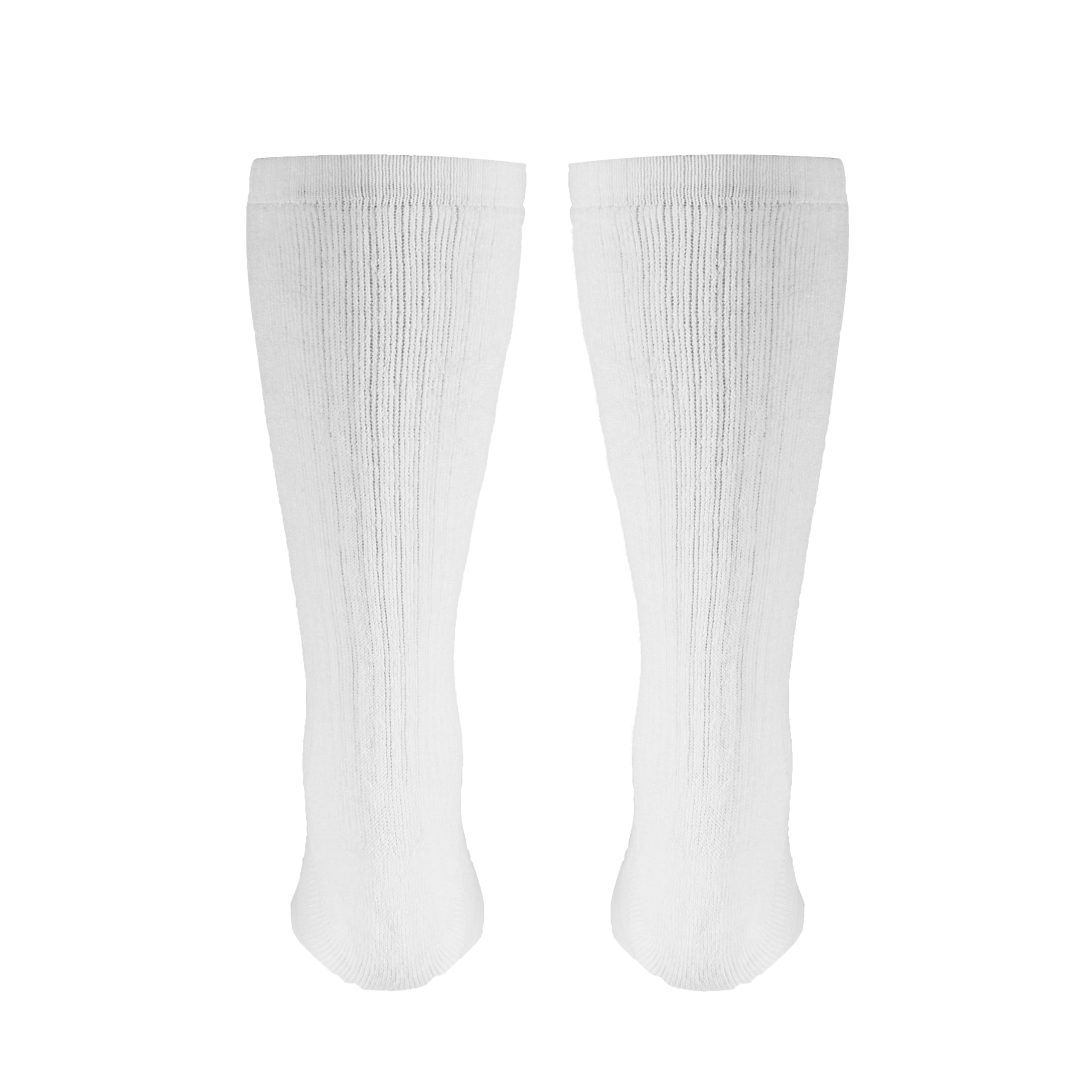 NuVein 8-15 mmHg Medical Compression Socks, Mid Calf Crew Length, Padded Cushion Foot, White, Medium