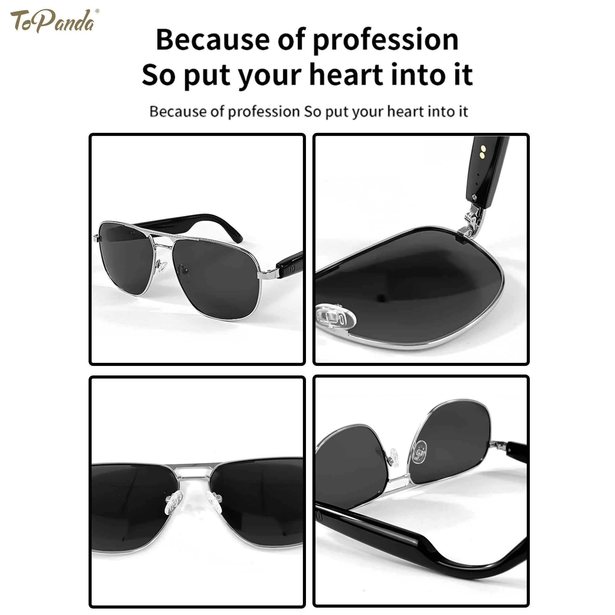 Occhiali audio intelligenti (terza generazione), altoparlanti TWS Open Ear con connettività Bluetooth 5.0 per riunioni di gioco (argento/nero lenti da unglasses)