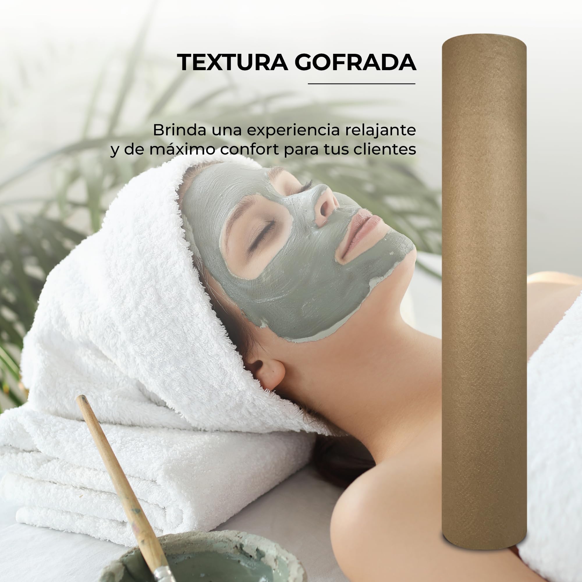 Papel Camilla Natural 60 cm x 60 m | Papel Camilla Masaje Natural (6 Rollos, Sin Precorte)