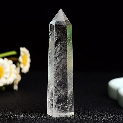 1 pieza de torre de cristal natural de cuarzo transparente de 2.75-3.54" Varita de cristal curativo de 6 facetas de chakra Reiki Meditación Terapia