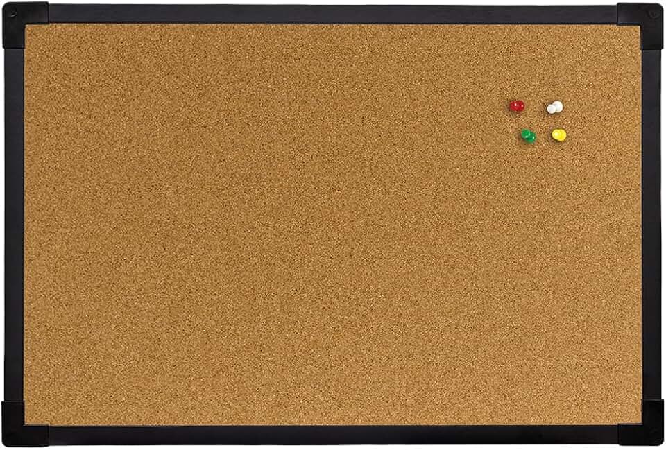 Quadro de Aviso Cortiça Moldura Mdf Soft Colors Preto STALO, 60x40