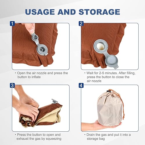 Miniatura 8 de NIGHTFIRE Almohada inflable automática, almohadas ergonómicas, curvatura cervical articulada, esponja 3D de alta elasticidad, conveniente, fácil de