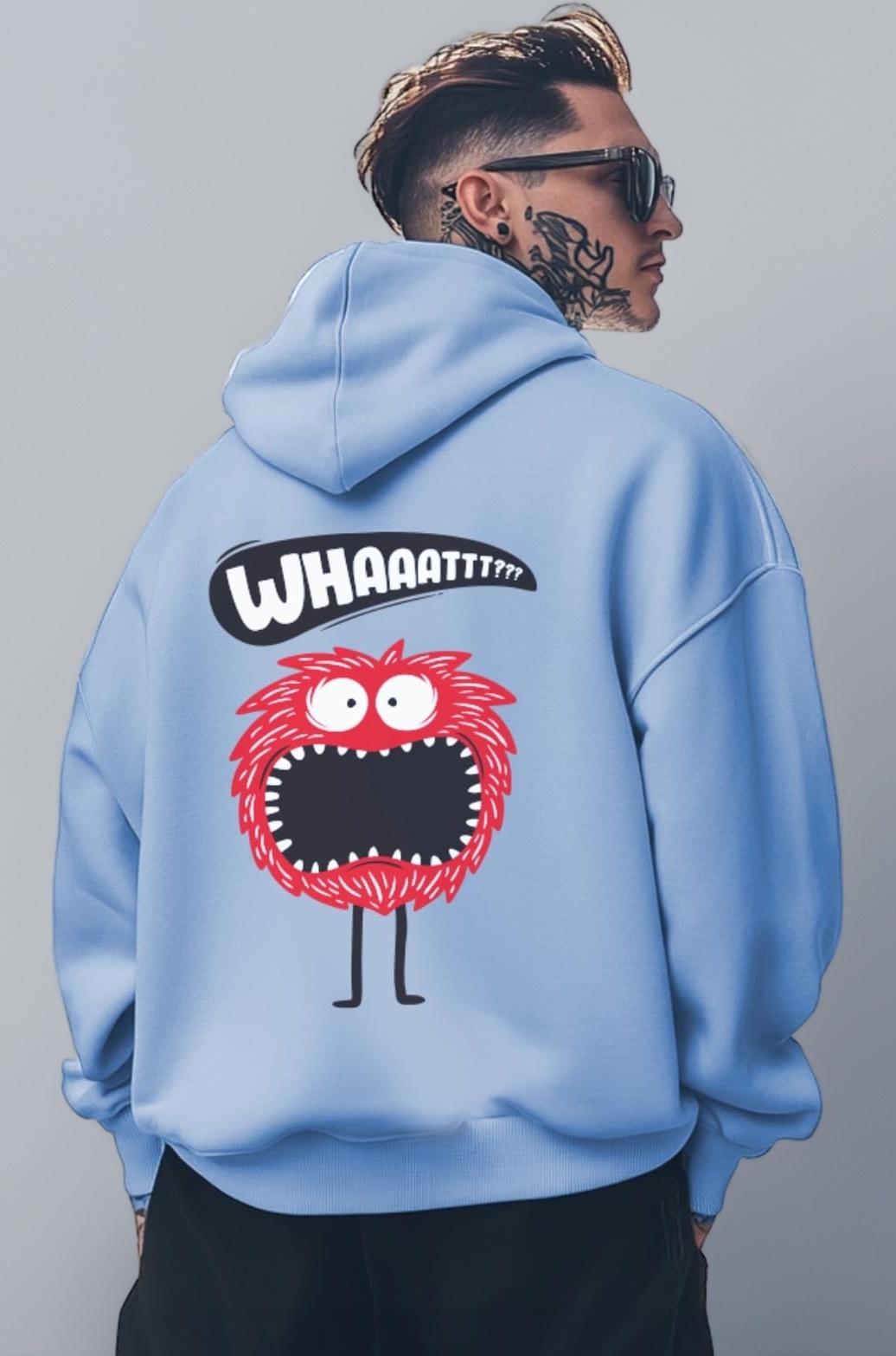 Veirdo® Cotton Fleece Regular Fit Full Sleeve Hooded Sweatshirt Front and Back Graphic Printed Jumper Hoodie for Men