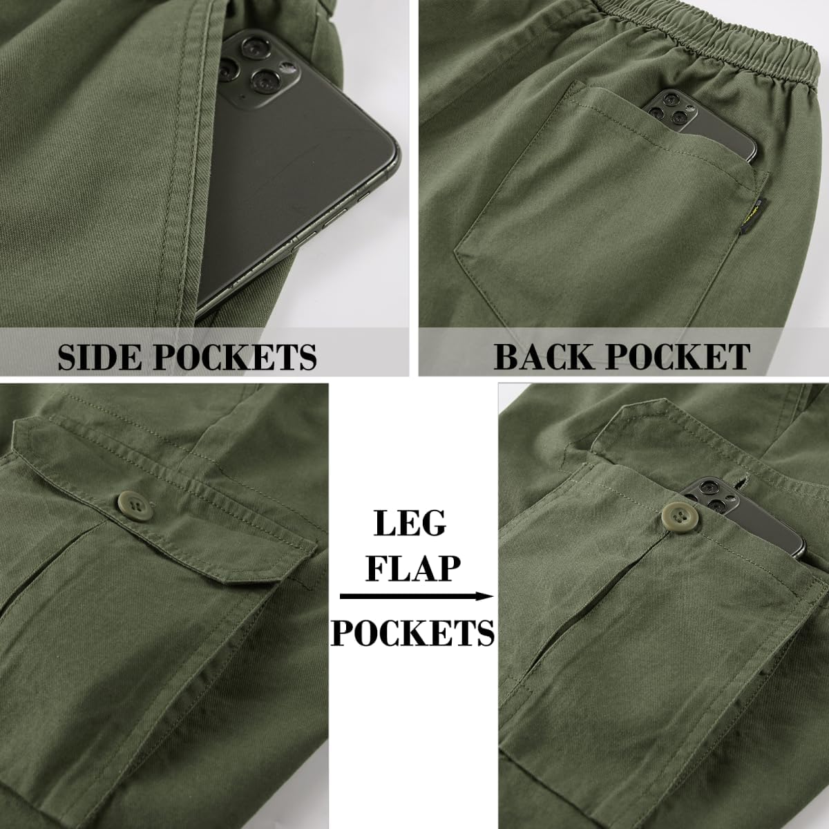 Msmsse Men's Cargo Shorts Elastic Waist Drawstring Summer Casual Cotton Work Athletic Shorts - Image 3