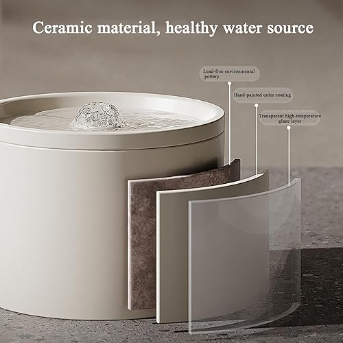 Miniatura 6 de Fuente de agua de cerámica para gatos de 33.82 oz1 litro, dispensador automático súper silencioso para beber mascotas con 7 filtros de repuesto,
