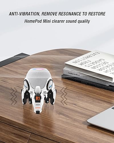 Miniatura 6 de Soporte para Homepod Mini, trípode de ABS con forma de robot, montaje seguro y estable con almohadilla de silicona antideslizante que protege bien