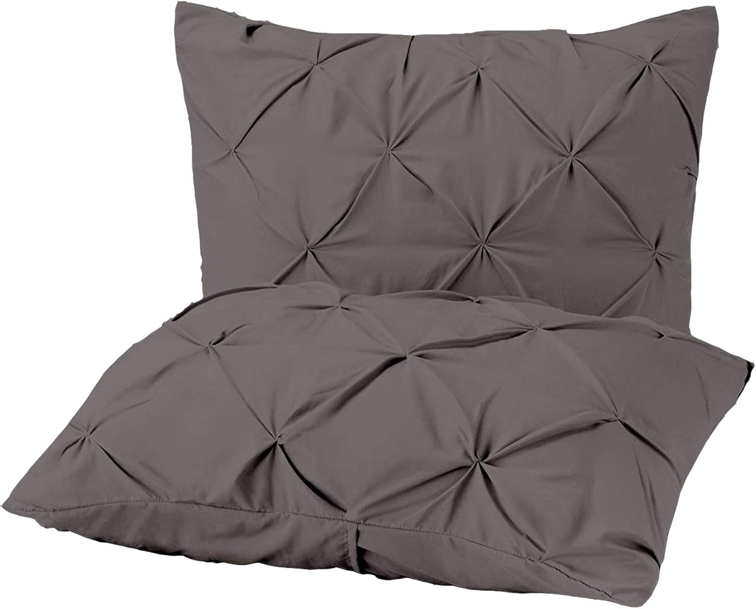 600 TC Pinch Pleated Pintuck Design Euro/European Pillow Sham Sized 26 by 26 inch Cushion Cover, 100% Egyptian Cotton Dark Grey Solid, Set of 2 Piece