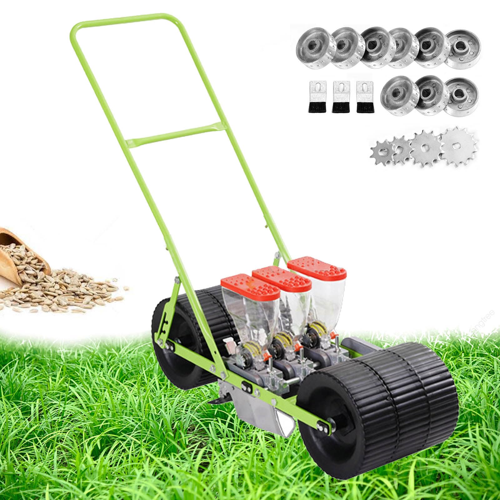 Seminatrice per Semi Agricoli | Seminatrice Manuale per Ortaggi - Distanza tra Le File Regolabile/Spaziatura tra Le Piante/profondità, Spanditore da Giardino per Semi da 2-10mm 3Row