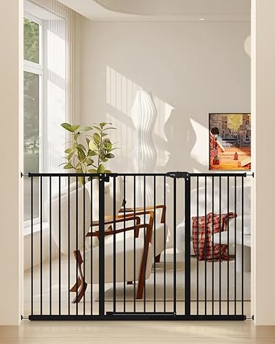 Miniatura 15 de keny 29"-47.3" Puerta de bebé extra ancha para escaleras, puerta de seguridad con cierre automático para perros, puerta para mascotas con montaje a
