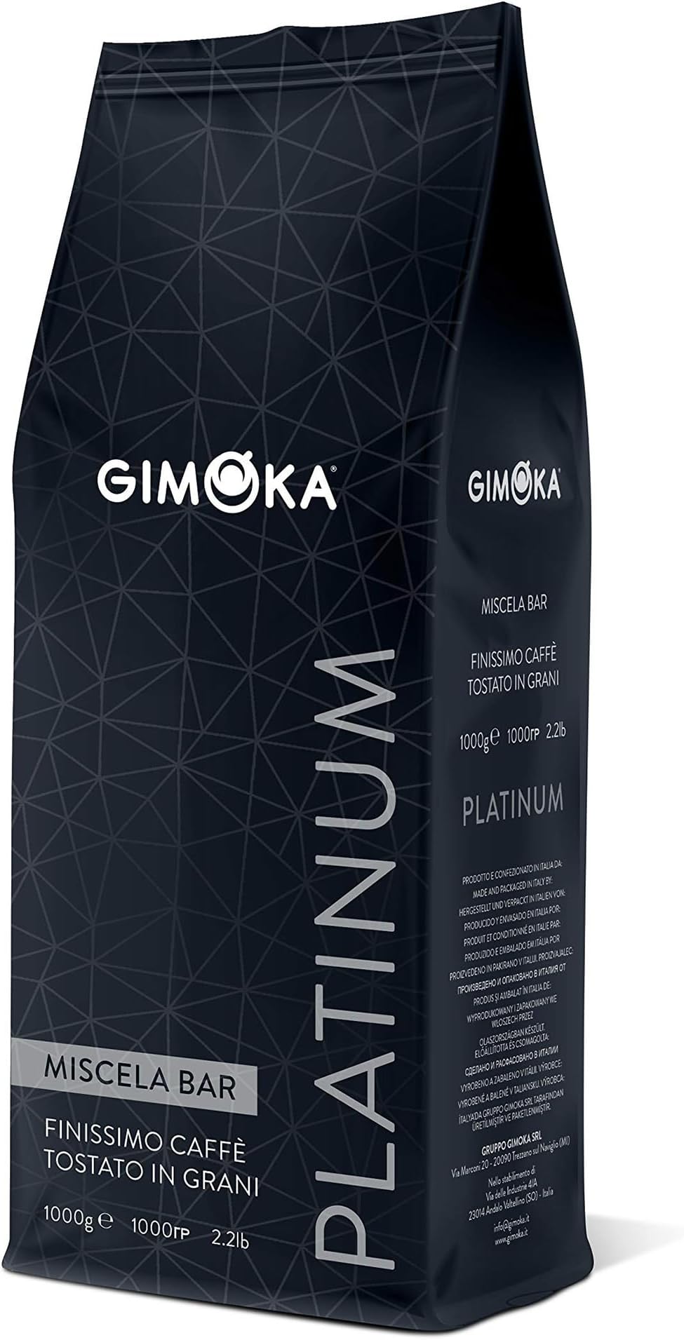 Gimoka Whole Bean Coffee - Platium Coffee Beans - Premium Italian Espresso Coffee Dark Roast, 2.2 Lb