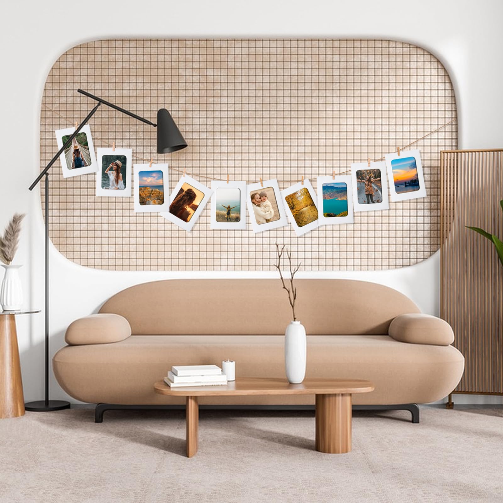 30 Cornici Portafoto In Cartone Kraft - 10x15 Cm, Con Clip E Corde, Per DIY E Decorazione Parete - Foto 7