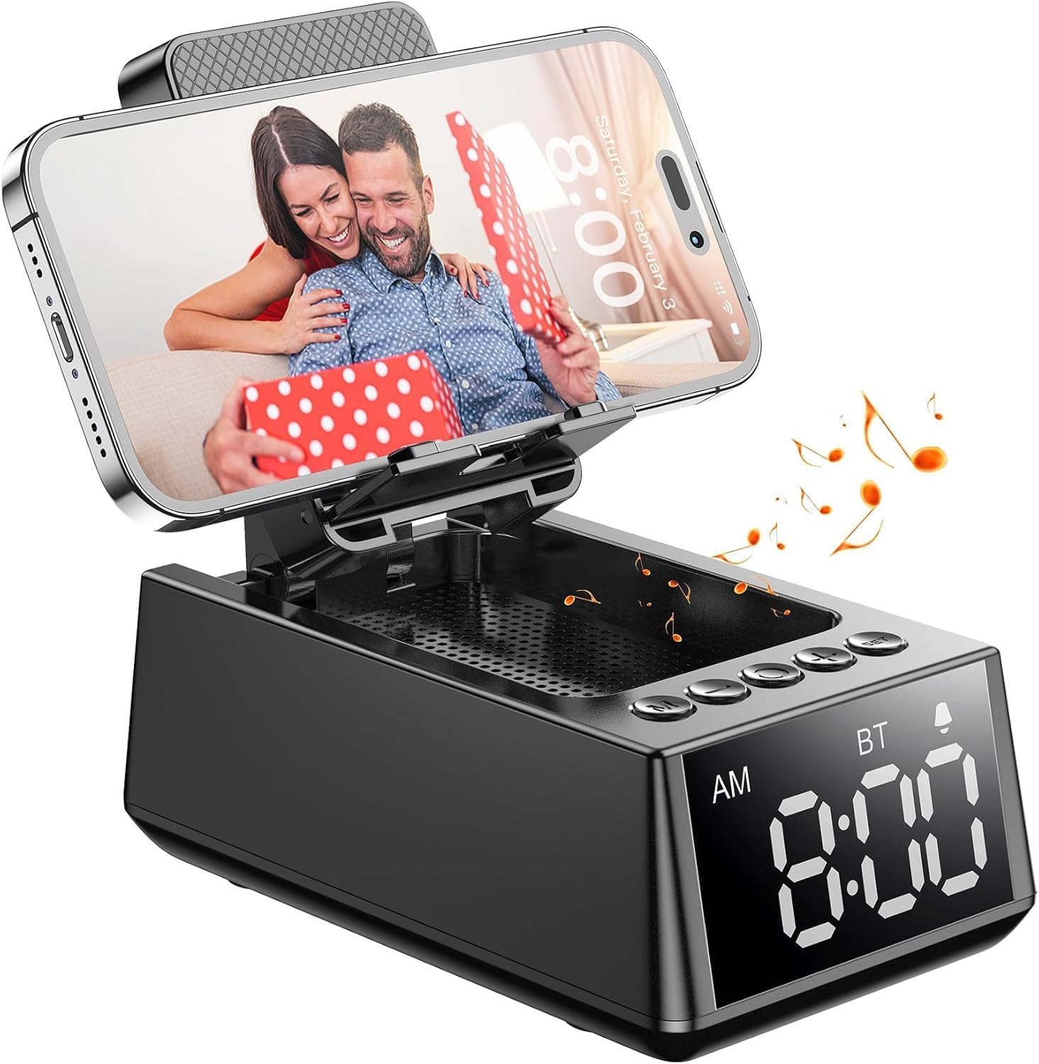 BBL Altavoz Bluetooth con Soporte para Móvil, Enceinte Bluetooth Portable Avec Réveil, Regalos Originales para Hombre, Regalo Hombre Cumpleaños, Gadgets Tecnologicos, Regalos para Chicas y Chicos