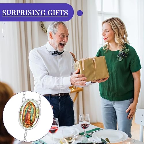 Miniatura 5 de 36 piezas de collar de rosario de cuentas de madera con crucifijo y rosario perfumado de la primera comunión de Nuestra Señora de Guadalupe con 36