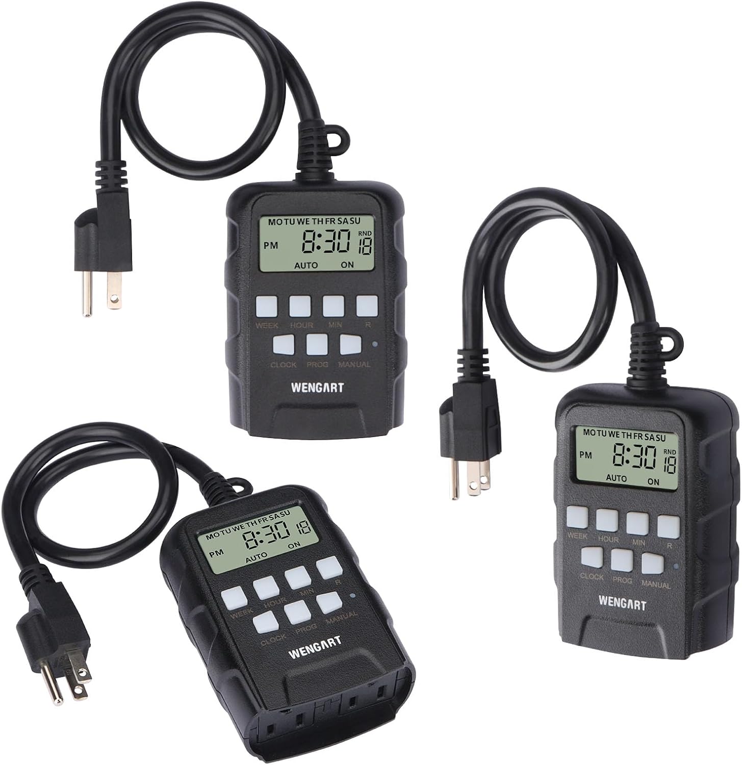Outdoor Digital Timer,7 Day Programmable,Dual Outlet 125VAC 1875W,Weatherproof,Heavy Duty Work for Lamps Ponds Christmas Lights,ETL Listed,Black