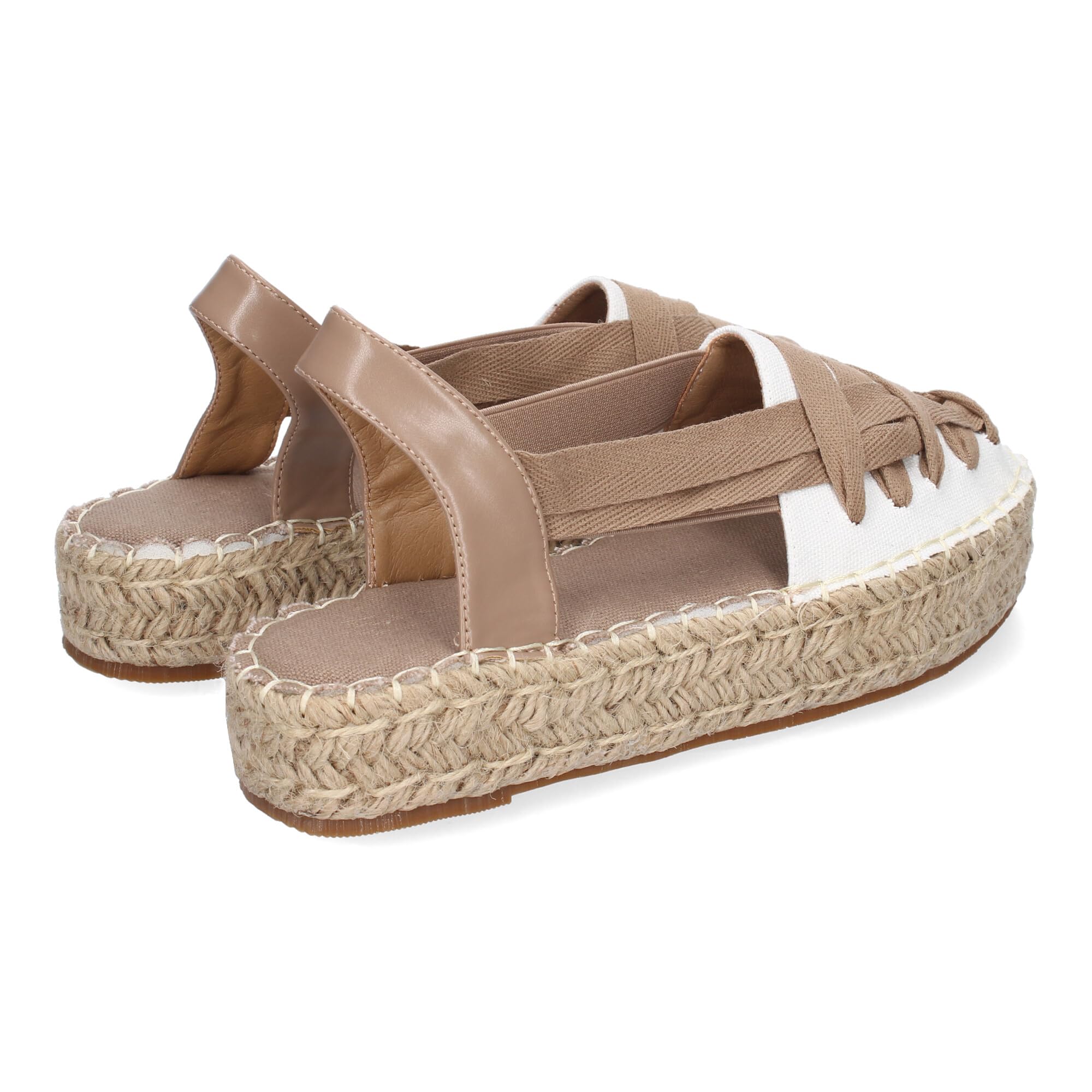 Alpargata Plana Estilo Valenciana para Mujer con Yute, Comodas y Elegantes, Diseno Moderno con Cintas en la Pala Decorativas, Sin Cierre con Material Elastico.
