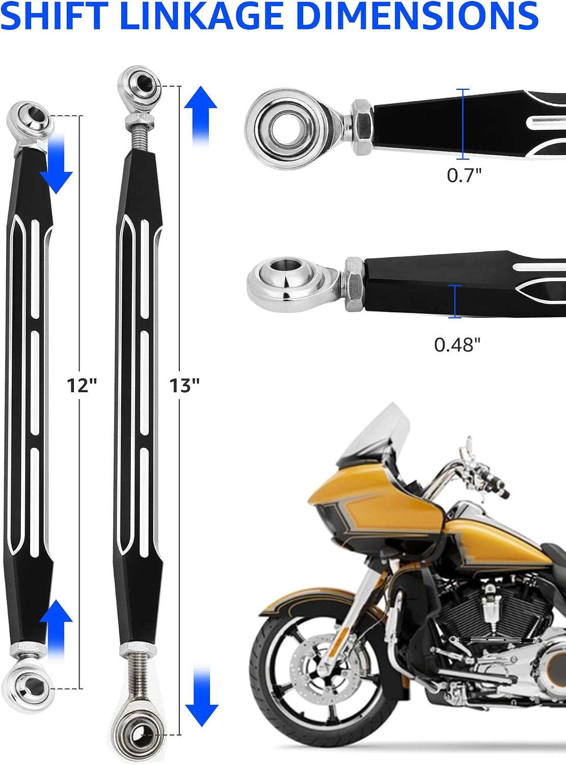 Shifter Linkage, Motorcycle Gear Shift Linkage Compatible for Harley Davidson 1986-2024 Street Glide, Electra Glide, Road Glide, Road King, Tri Glide, Softail, Dyna