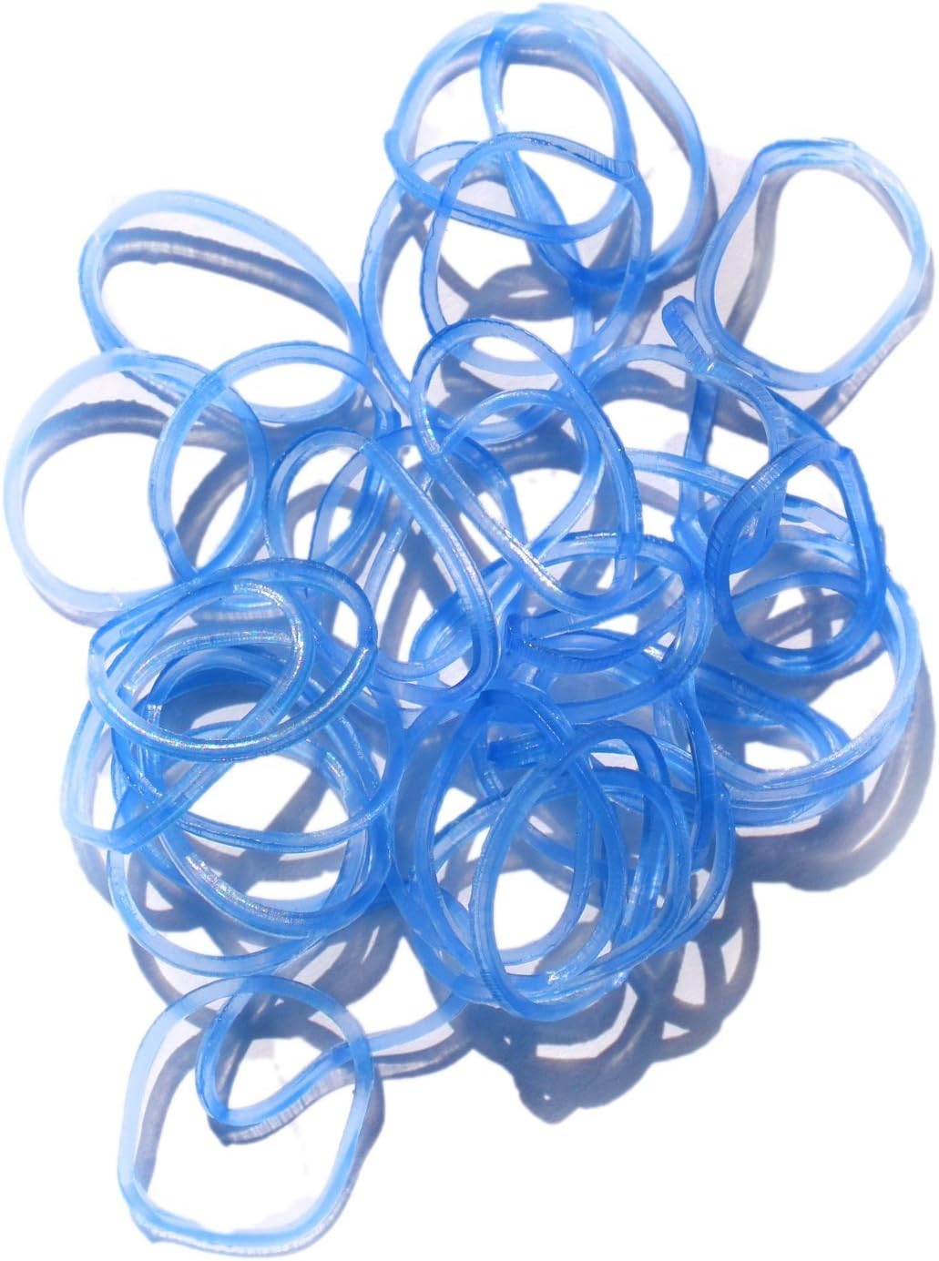 Quyi 300pcs Ultraviolet UV Magic Color Changing Clear to Blue Loom Refill Rubber Bands Pack with 12 S-Clips & 1 Hook