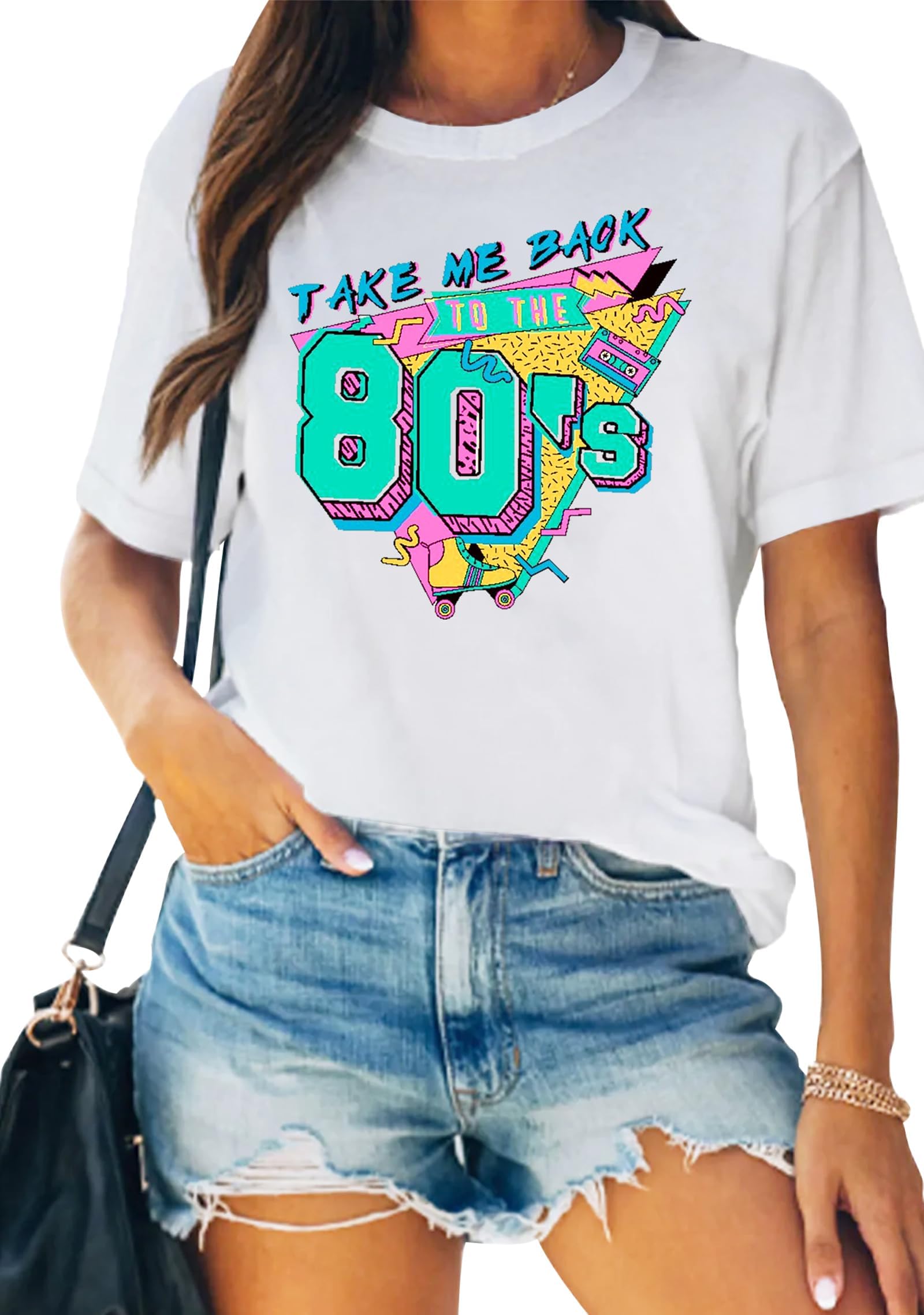 80s T Shirts Women I Love The 80s Shirt Short Sleeve Retro Fancy Dress Party Tees Pop Star Tops