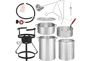 30QT Turkey Deep Fryer & 10QT Fish Fryer Pot Basket & Burner Kit
