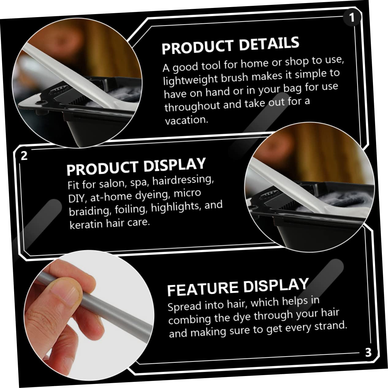 HAPINARY Hair Coloring Set Hair Dye Applicator Brush Barber Tool Salon Accessory