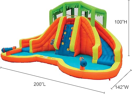 Miniatura 3 de BANZAI Twin Falls Lagoon, longitud: 16 pies 8 pulgadas, ancho: 11 pies 10 pulgadas, altura: 8 pies 4 pulgadas, juguete inflable para salpicaduras de