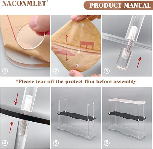 Miniatura 4 de Naconmlet - Organizador de mostrador de baño de 3 niveles bandeja de tocador para encimera estante de acrílico de alta calidad estante de especias
