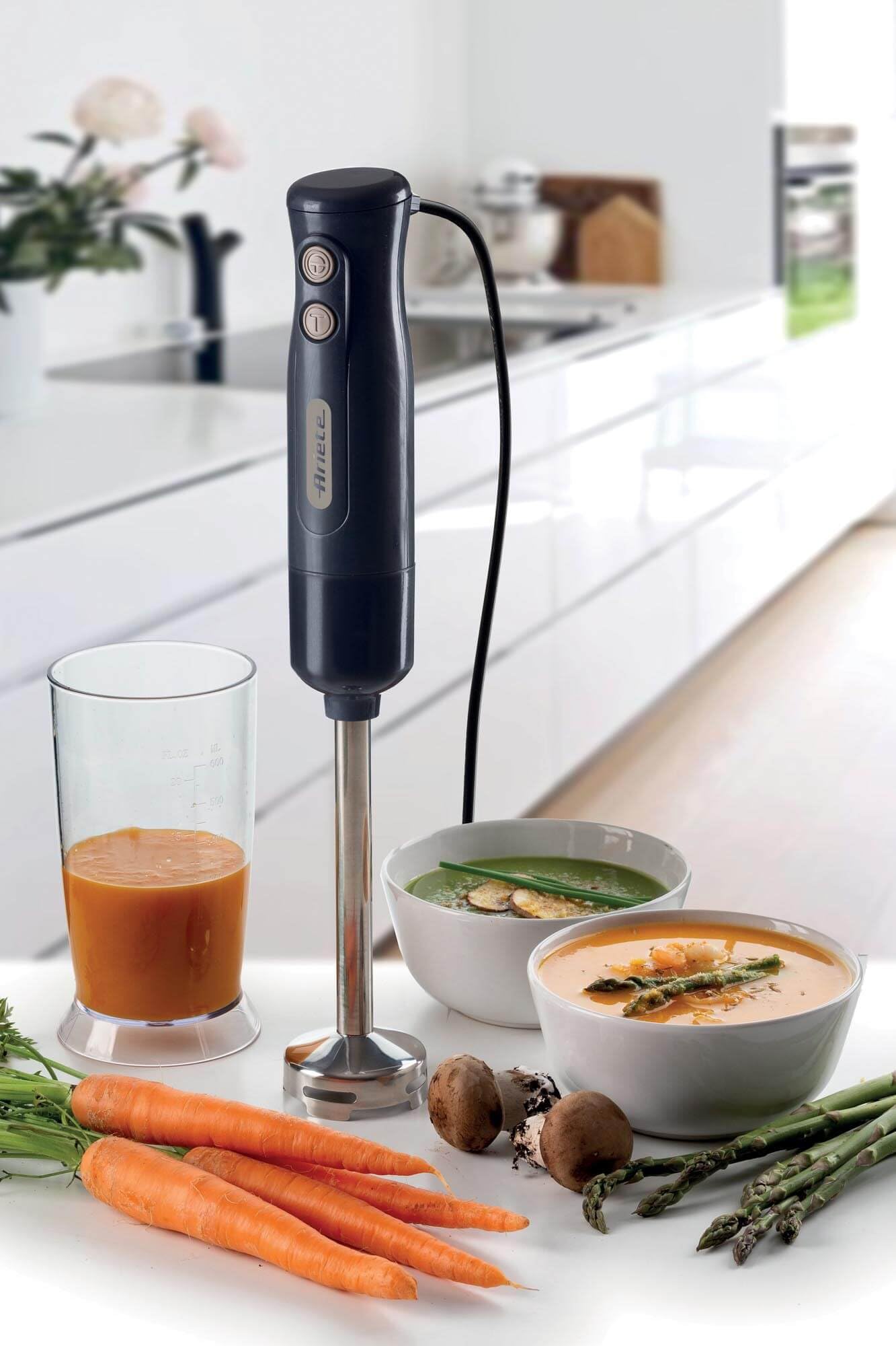 Ariete 601 Frullatore a Immersione Breakfast, Frullatore a immersione, 700 W, 2 velocità, Lama in acciaio inox, Gamba removibile, Bicchiere trasparente, Dark grey