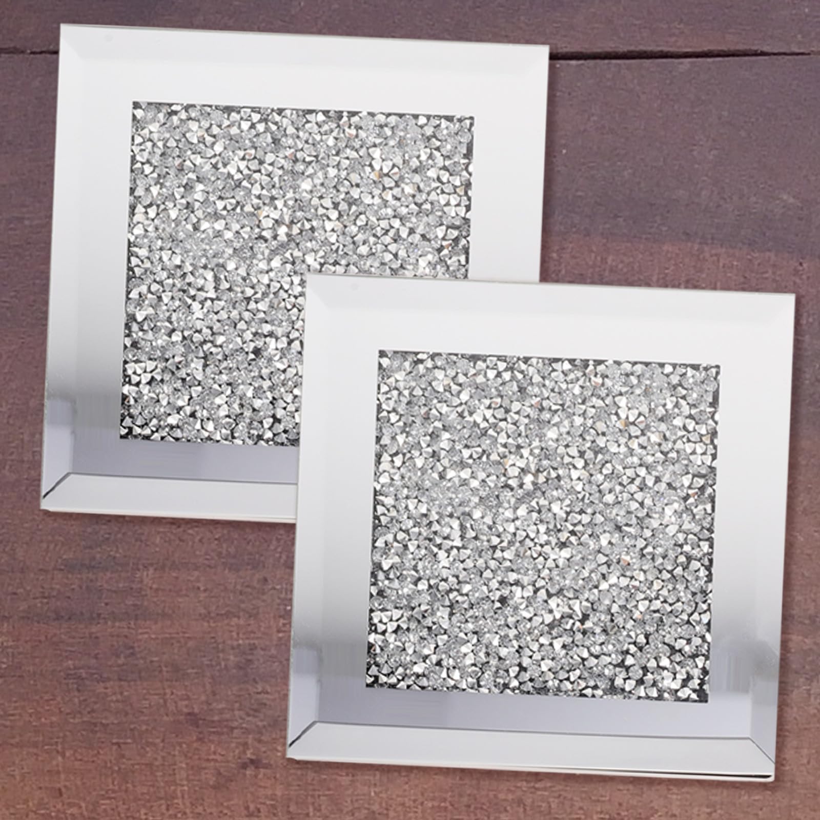 Uonlytech Posavasos de Plateados Juego de 4 Piezas Gemas de Imitación Antideslizantes y Resistentes a Rayaduras para Bar y Restaurante