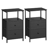 VASAGLE Set di 2 Comodini, Tavolino con 2 Cassetti in Tessuto