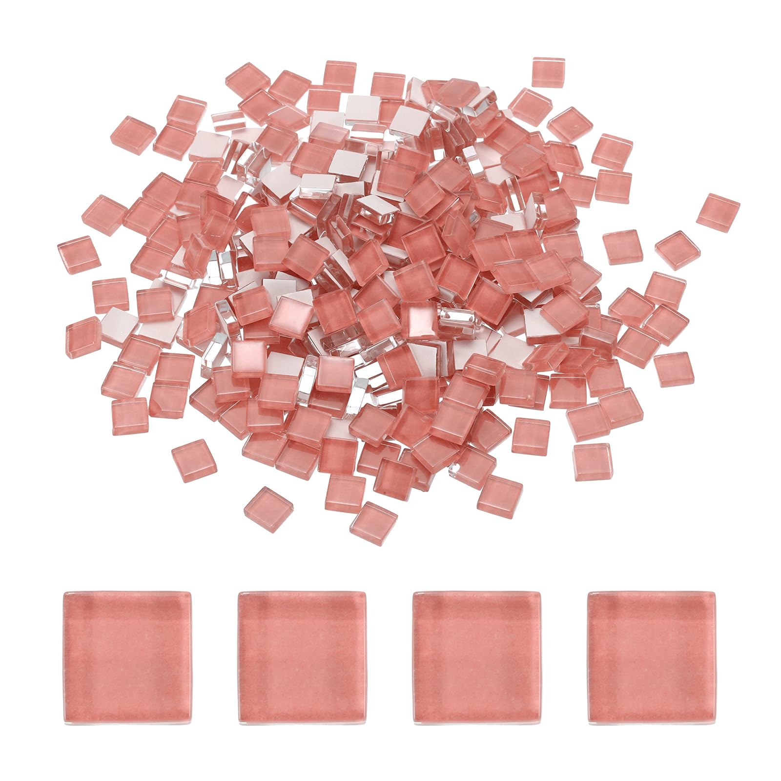 sourcing map 300Pcs Glass Mosaic Tiles 300g Square 10x10mm Watermelon Red