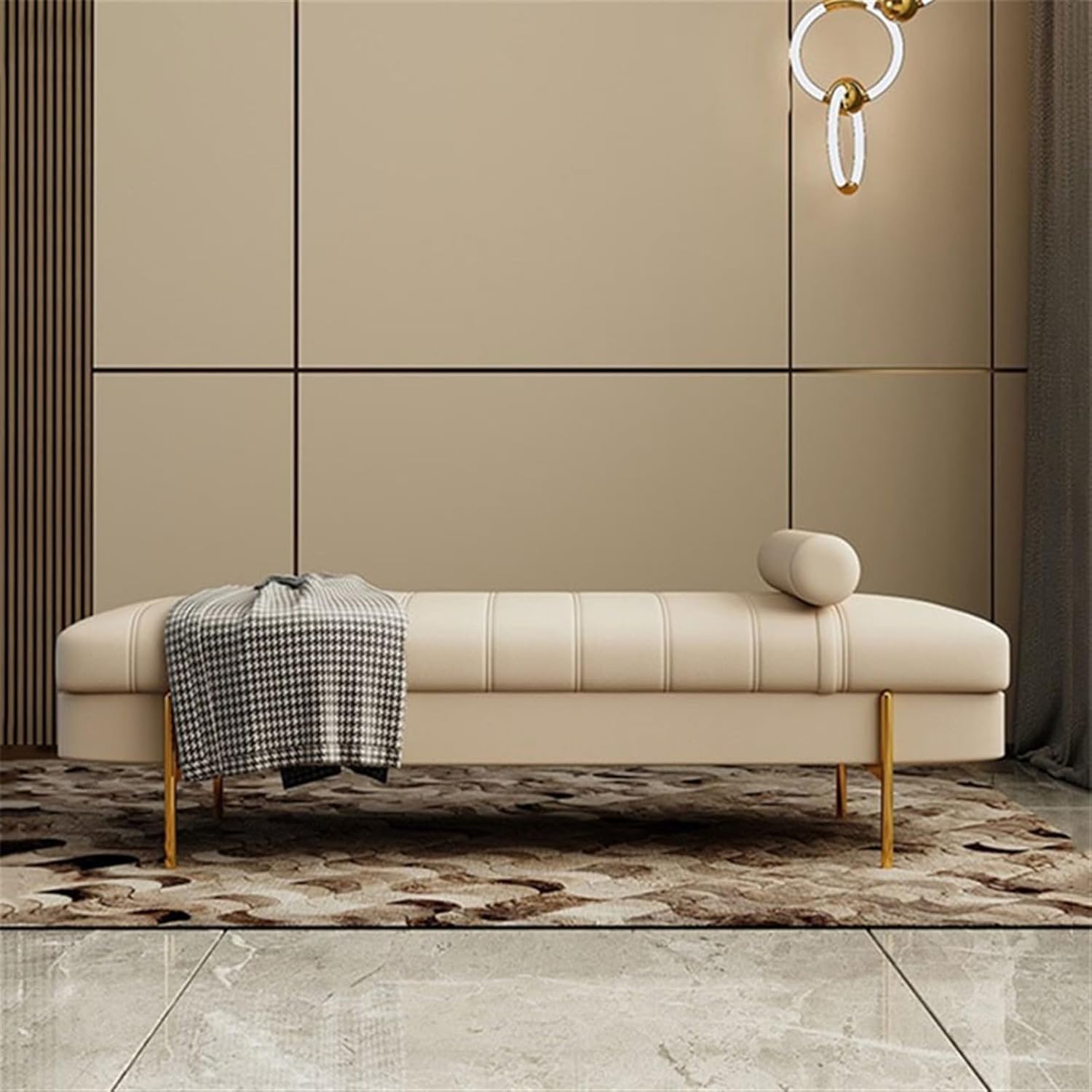 End of Bed Bench Simple Bench High-grade PU Leather Checkroom Sofa Stool Bedroom Bedside Stool Shoe Changer Footrests Indoor Bench for Living Room/Bedroom/End of Bed ( Size : 100*50*42 )