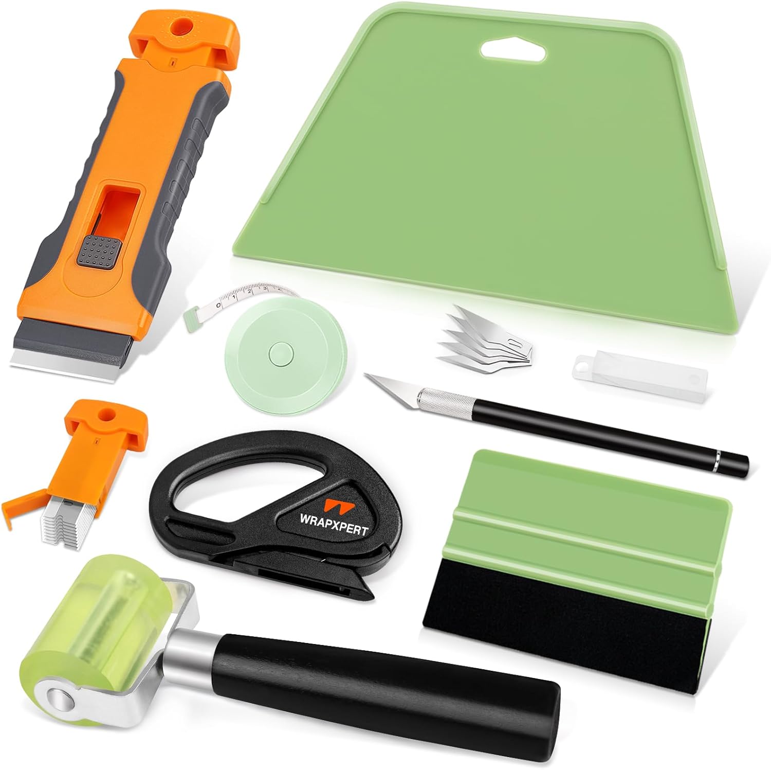 WRAPXPERT Wallpaper Tools Wallpaper Smoothing Tool Kit with Felt Squeegee,Seam Roller,Razor Scraper,Wrapping Paper Cutter for Peel and Stick Contact Paper,Vinyl Backsplash Tile,Bathroom,Window Film