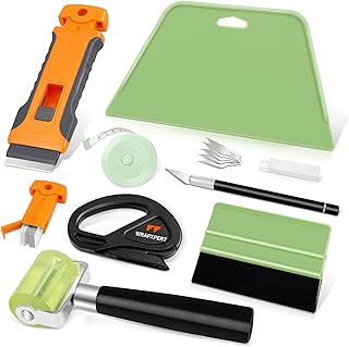 WRAPXPERT Wallpaper Tools Wallpaper Smoothing Tool Kit with Felt Squeegee,Seam Roller,Razor Scraper,Wrapping Paper Cutter for Peel and Stick Contact Paper,Vinyl Backsplash Tile,Bathroom,Window Film