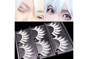 outopen 3 Pairs White Lashes Cosplay White False Eyelashes