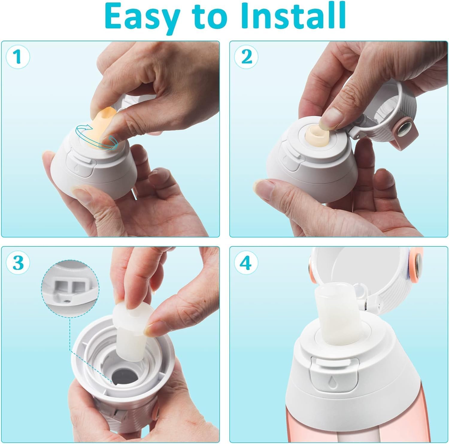 Brita Bottle Mouthpiece Replacement - 3PC Silicone Mouthpiece, 4PC Filter Cartridges, Bottle Parts - Image 5