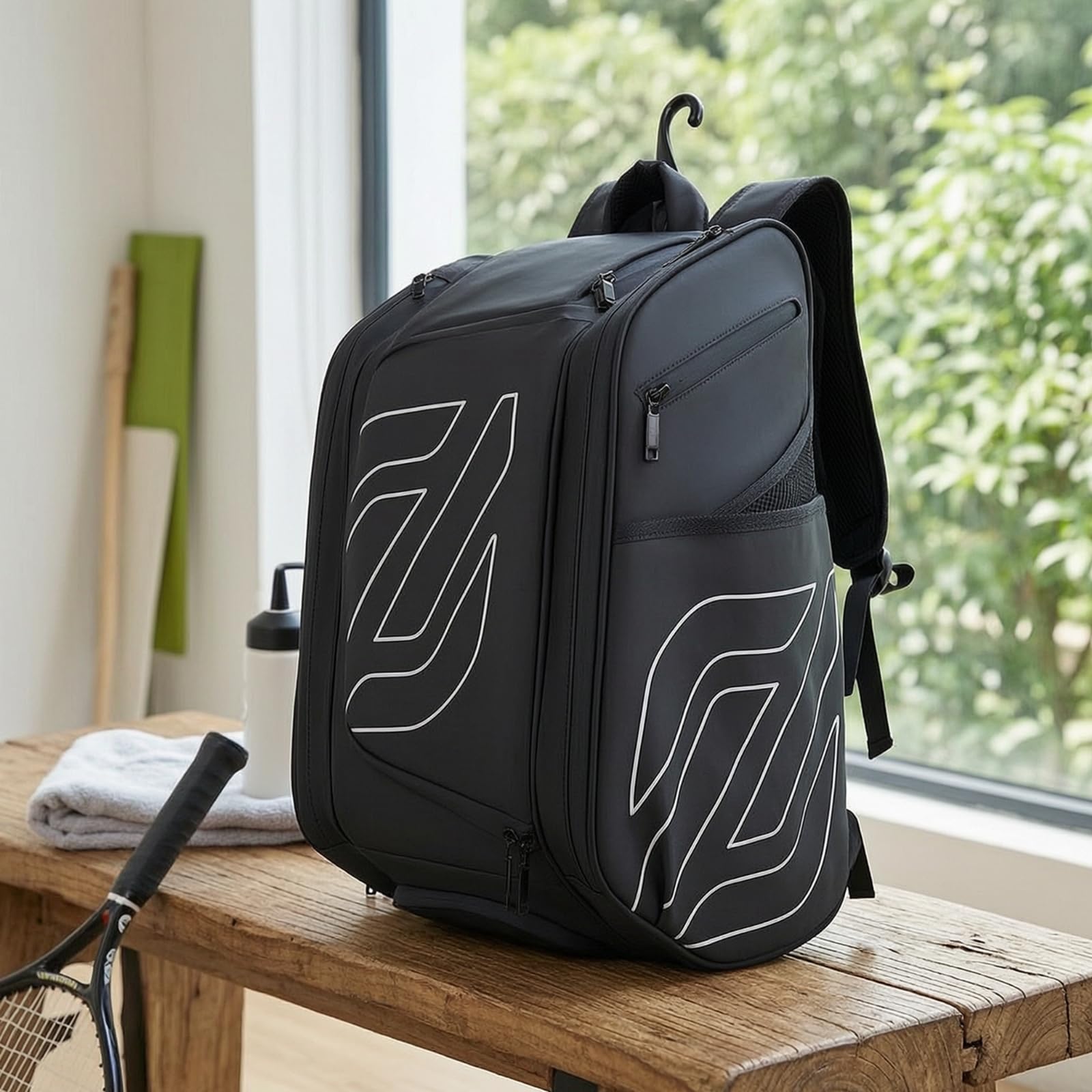 LOVIVER Case Mochila Deportiva Bolso Bolsa de Tenis Mochila para Raquetas con Compartimento para Zapatillas y Gran Capacidad Adecuada para Entrenamiento Competición Viaje Uso Diario