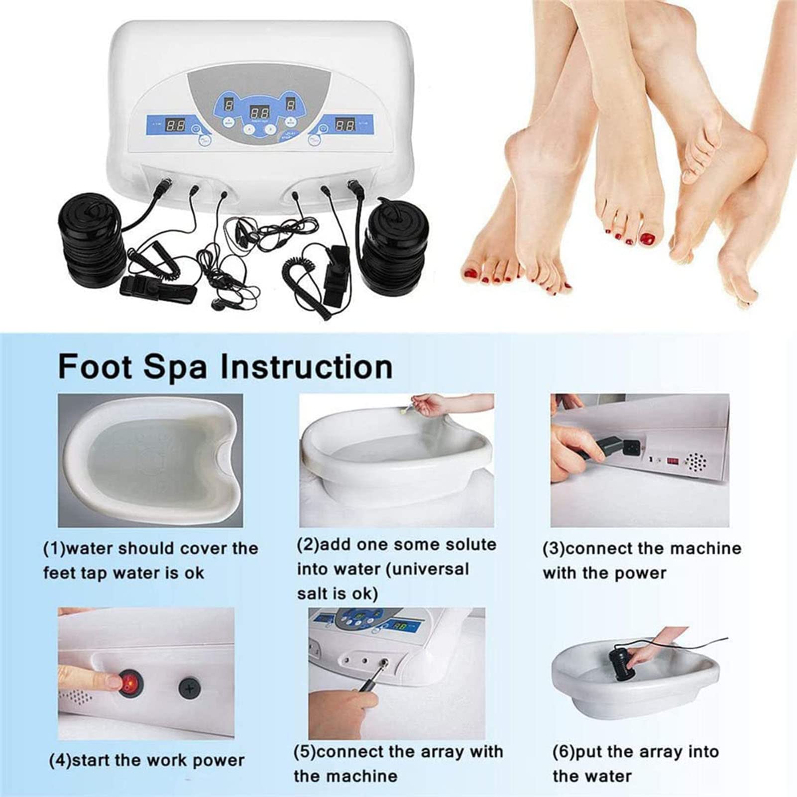 Profesjonalne Ionic Foot Spa, Dual Ion Detox Aqua Foot Spa, cyfrowy wyświetlacz LCD Foot Detox Spa Ion Cleanse Chi Maszyna do użytku domowego salon kosmetyczny