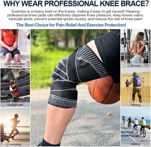 Miniatura 6 de Sireck Rodillera, rodillera profesional de compresión de rodilla con almohadilla de gel para rótula y estabilizadores laterales, compresión de