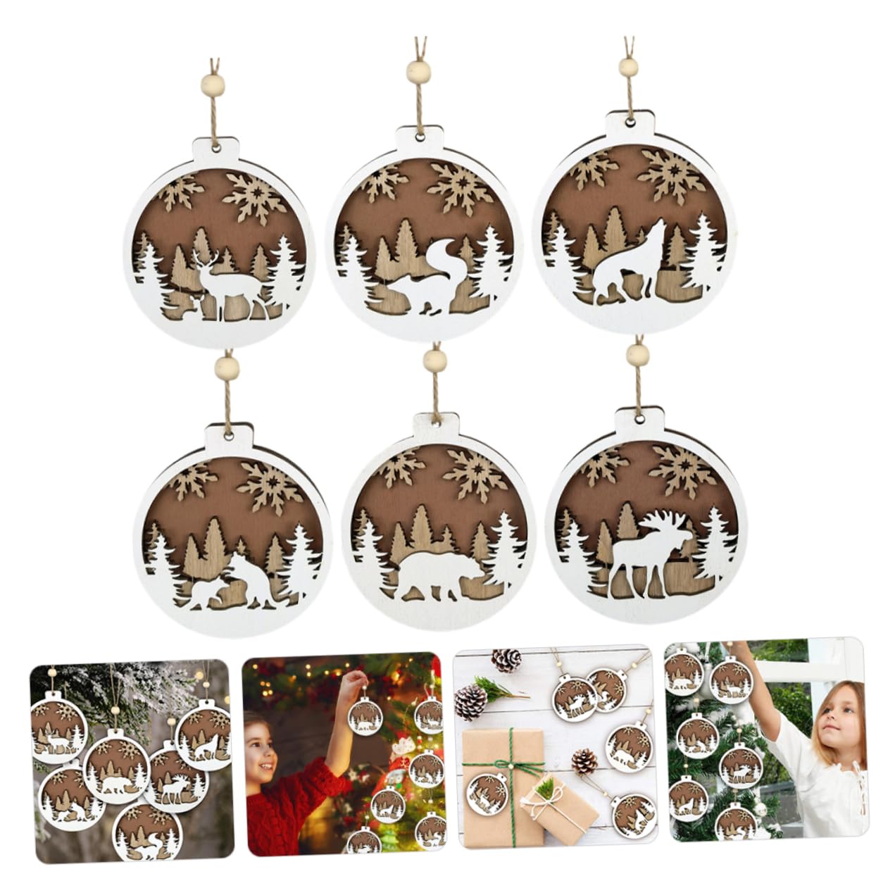 GLEAVI 5 Sätze Hölzerne Geschnitzte Weihnachtsbälle Christbaumschmuck Weihnachtsdekorationen Gnom Weihnachtsbaumschmuck Zum Aufhängen Baum Hängende Ornamente 6 Stück * 5
