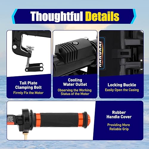 Miniatura 9 de Motor fuera de borda de 2 tiempos, motor de lancha pesada de 3.6 HP 55CC para lanchas de pesca, lanchas motoras y botes inflables, sistema de