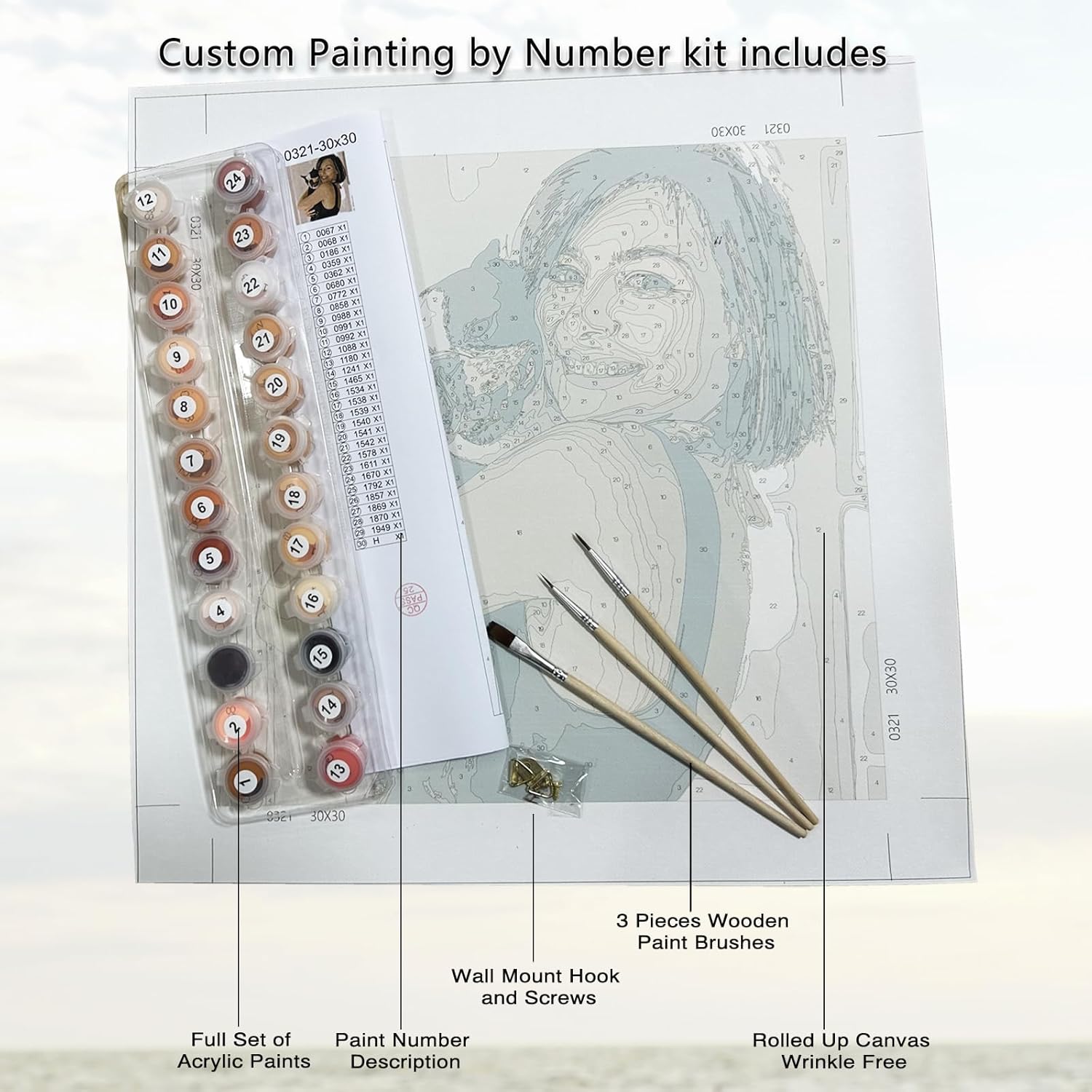 Custom Paint by Number, Personalized Paint by Numbers kits for Adults Beginner, DIY Canvas Oil Painting from Your Photo with Frame, Great Gift idea for Valentine's Day, Mother's Day, or Father's Day