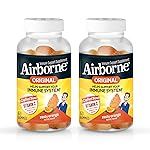 Airborne 750mg Vitamin C Immune Support Supplement Gummies for Adults, Zesty Orange Flavor, Gluten Free Crafted Blend with Powerful Antioxidants Vitamins A C & E, 63 Gummies (2 Pack)