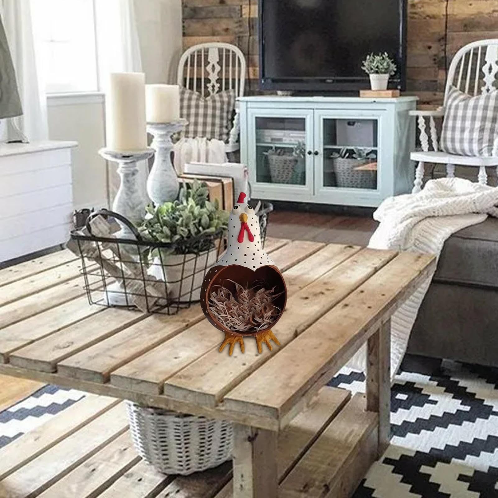 Panier à œufs Décoratif En Résine – Design Poule – Pour Cuisine, Rangement œufs, Fruits – Décoration Ferme Chic - 4