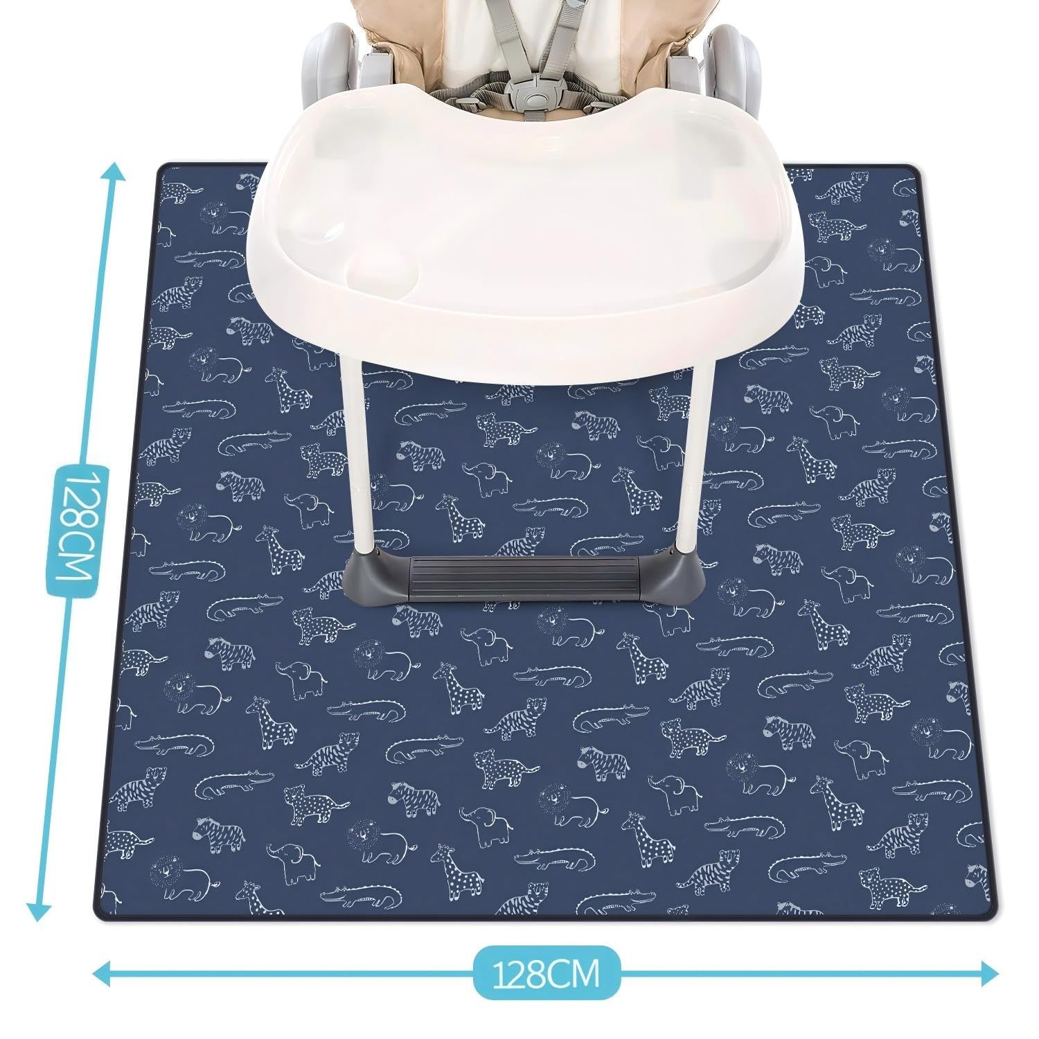 Blissful Diary Baby Splat Mat for Under High Chair 128 x 128 cm (50.4 x 50.4") Inch Wipeable Splash Mat - Image 3